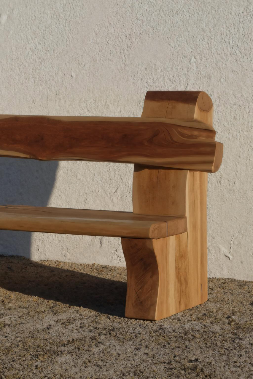 Rustic Live Edge Bench With Natural Finish For Yard Or Porch