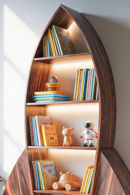 Rocket Shaped Bookshelf For Nursery Or Playroom