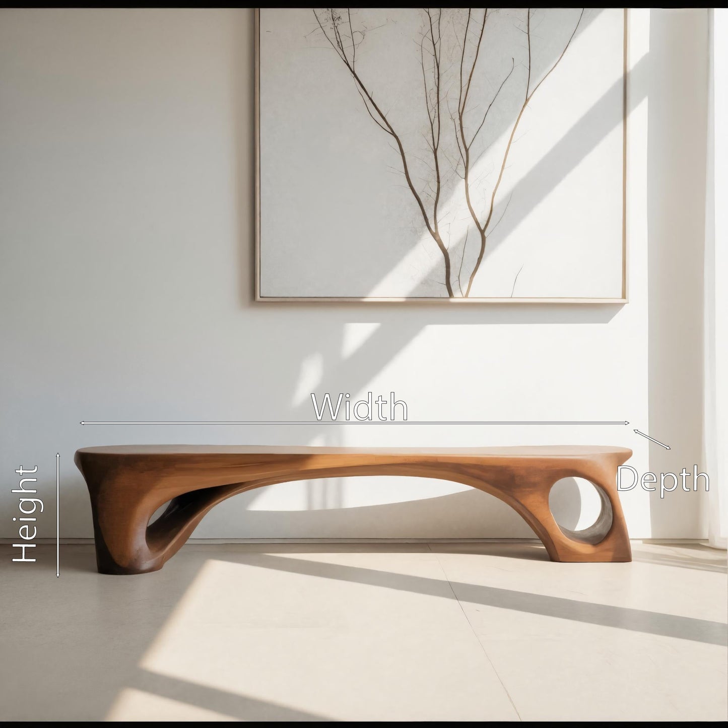 Modern Sculptural Bench With Curved Design For Living Room