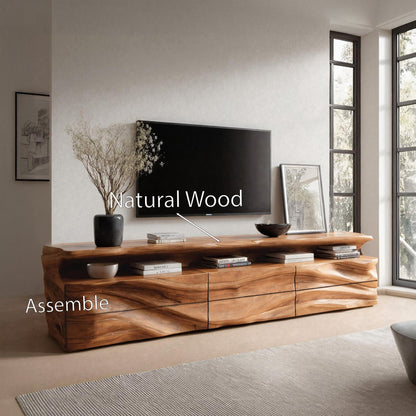 Modern TV Console With Shelf And Drawers For Living Room