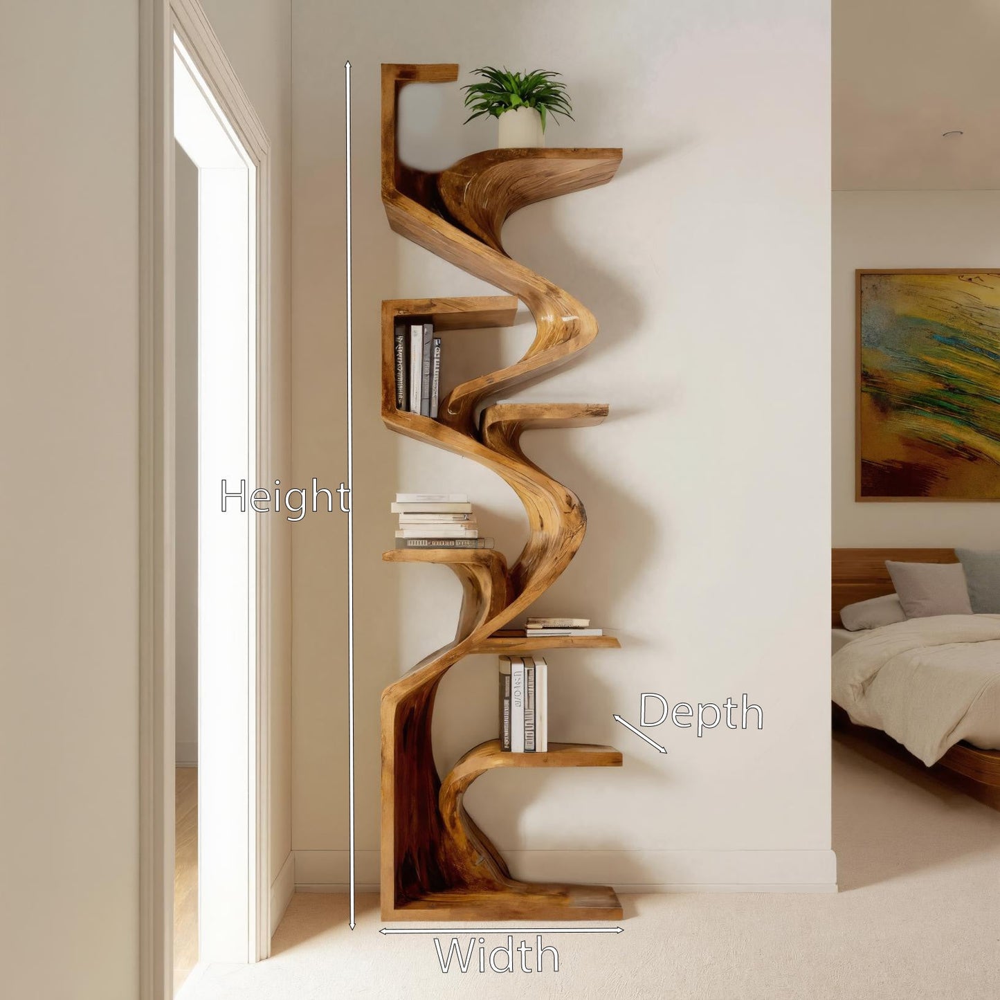 Handcrafted Sculpted Bookshelf For Living Room