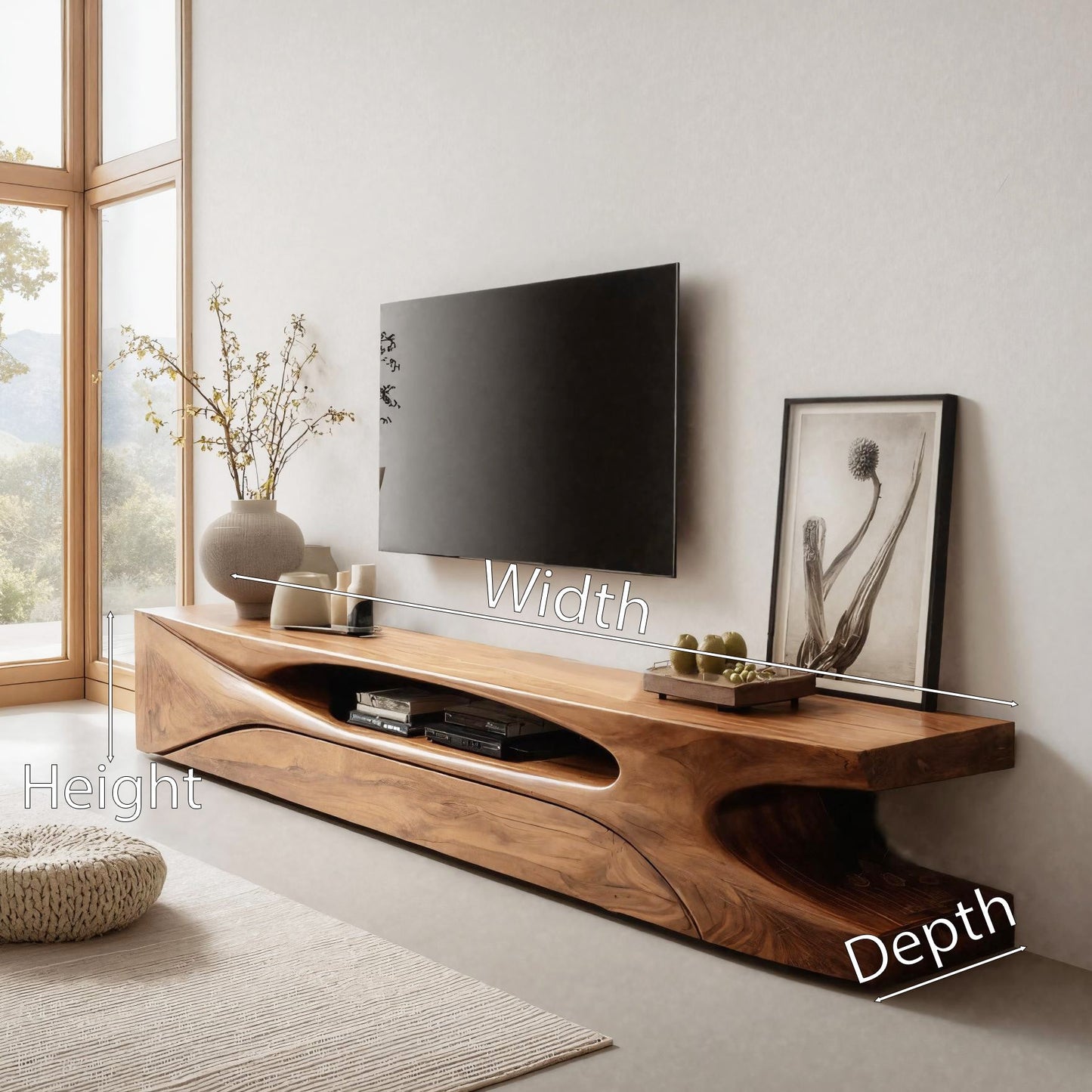 Modern Live Edge TV Console For Living Room