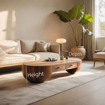 Modern Oval Coffee Table With Drawers For Living Room