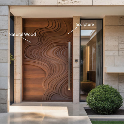 Contemporary Sculptural Door With Abstract Design For Living Room