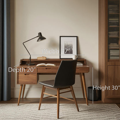 Mid Century Writing Desk With Drawers For Home Office