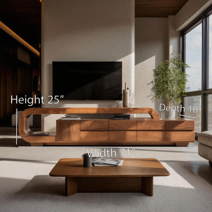 Modern Sculpted TV Console With Open Frame For Living Room