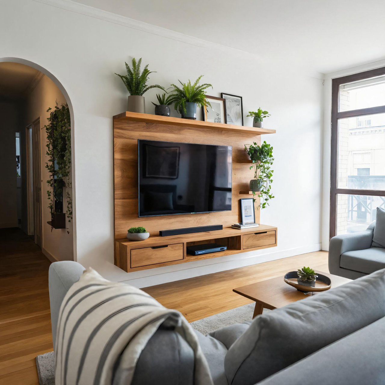 Modern Wall Mounted TV Stand With Drawers For Living Room