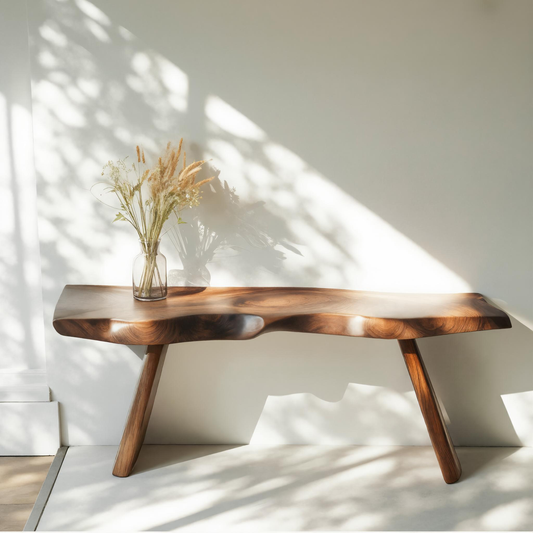 Organic Live Edge Bench For Entryway Or Hallway