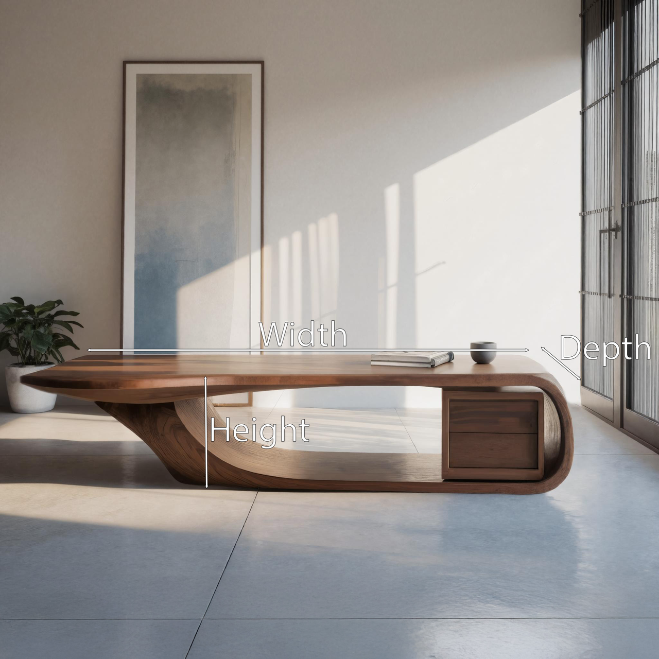 Modern Sculptural Desk With Curved Design For Home Office