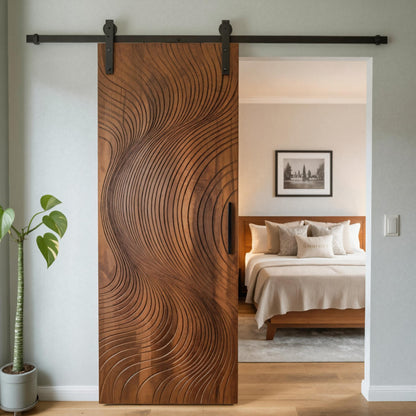 Modern Artistic Sliding Door With Carved Pattern For Bedroom