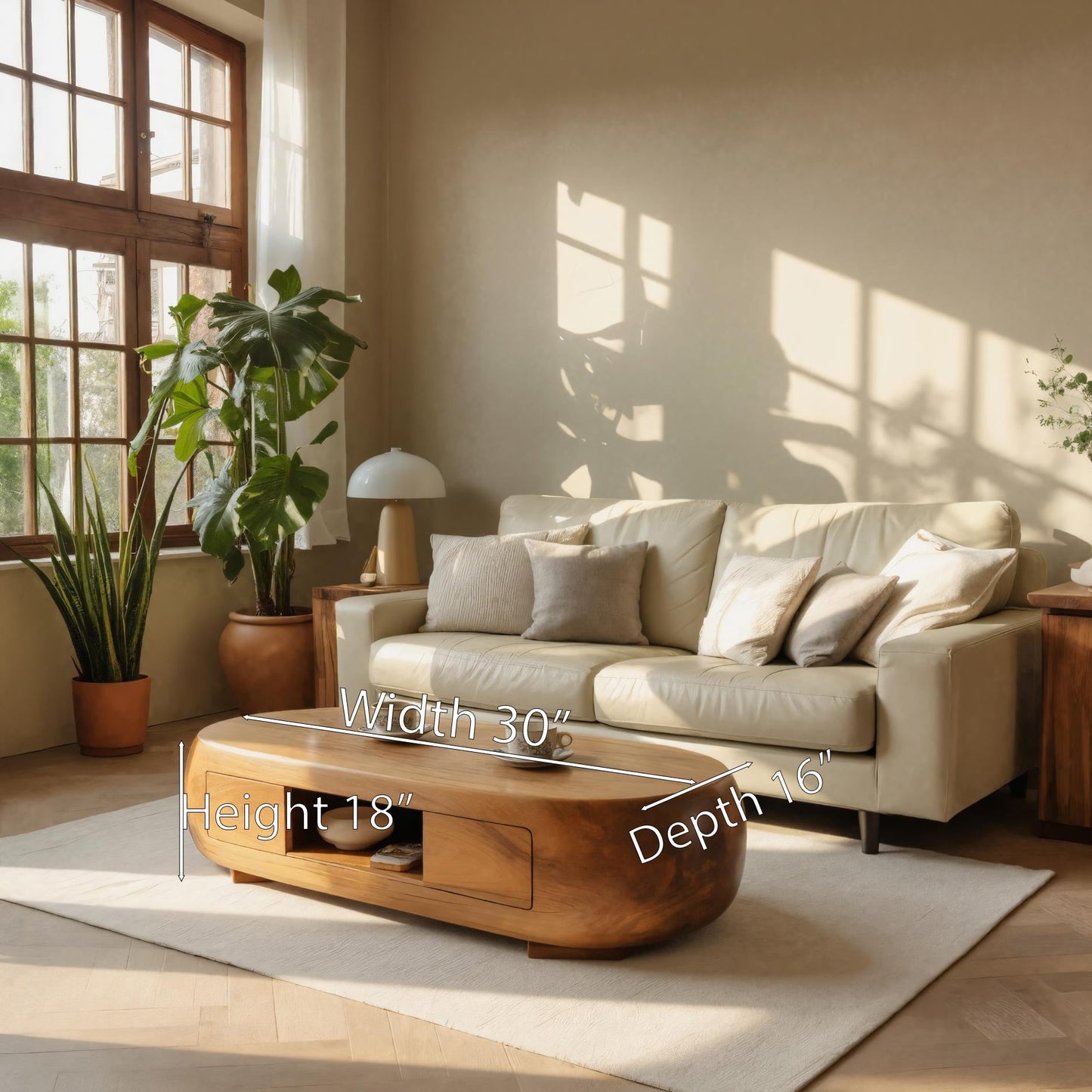 Modern Oval Coffee Table With Storage For Living Room