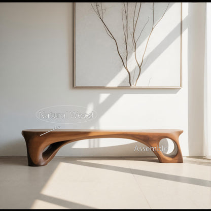 Modern Sculptural Bench With Curved Design For Living Room