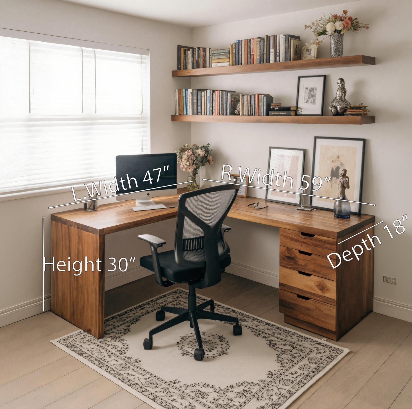 Contemporary L Shaped Desk With Drawers For Home Office