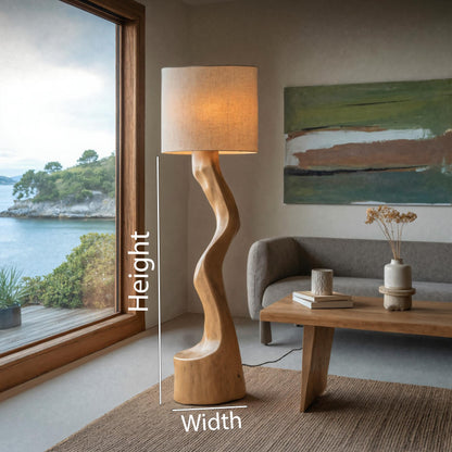 Rustic Sculptural Floor Lamp With Curved Base For Bedroom