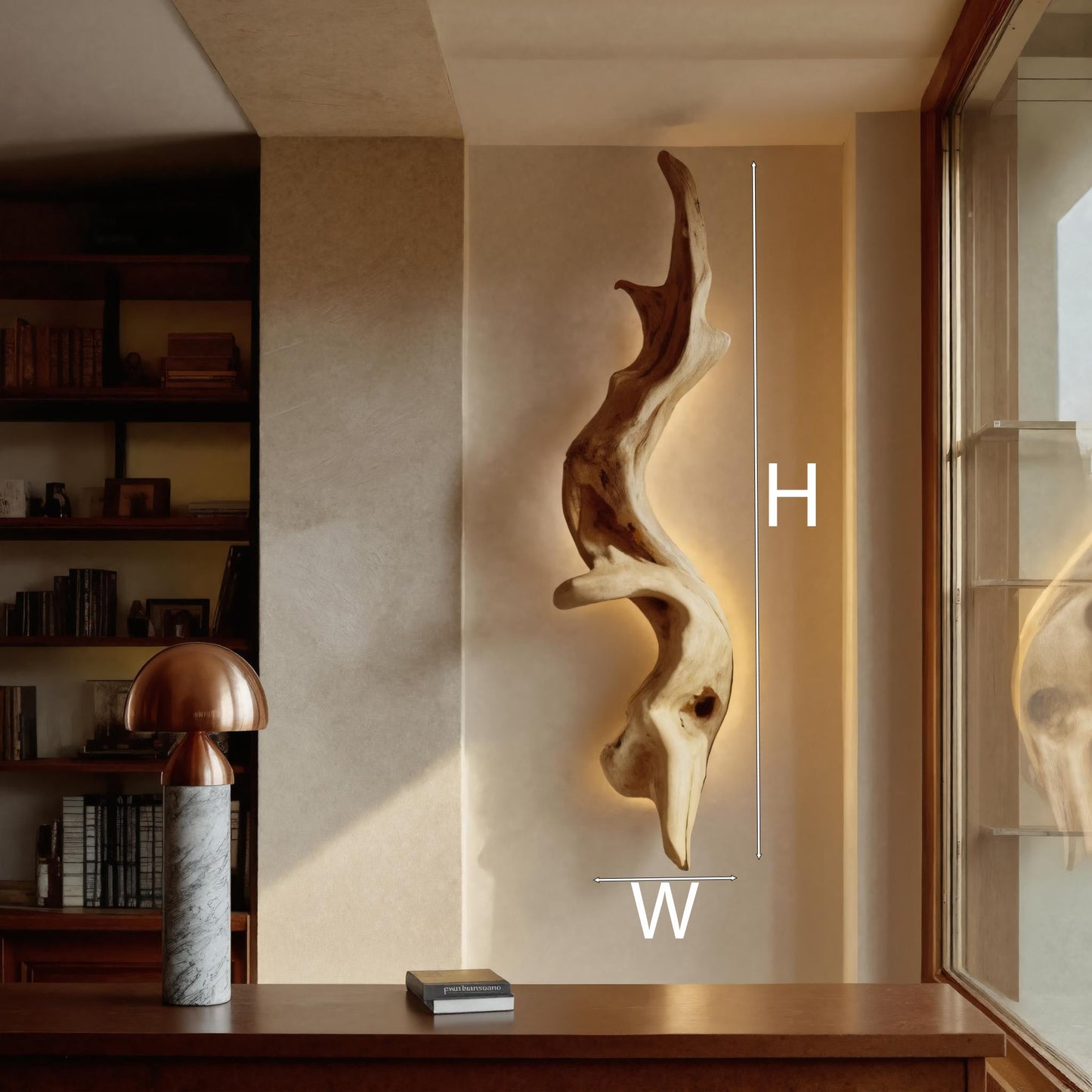 Rustic Organic Wall Lamp Sculpture For Living Room