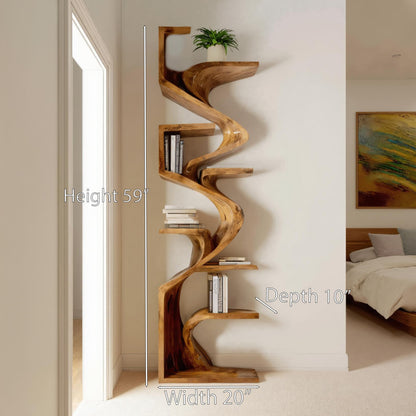 Handcrafted Sculpted Bookshelf For Living Room