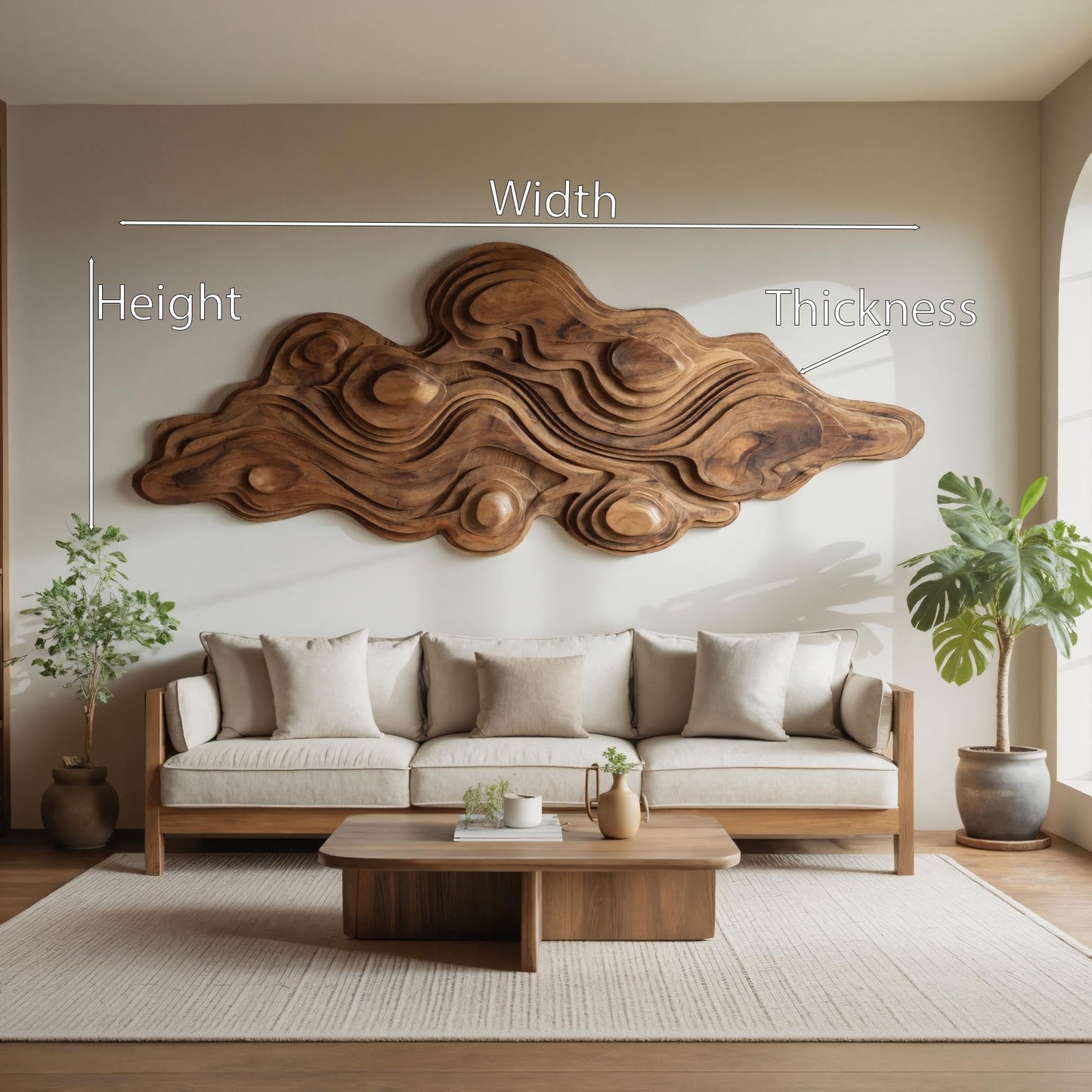 Artistic Wall Sculpture With Organic Wave Design For Living Room