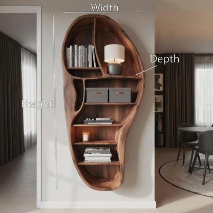Organic Wall Bookshelf With Sculptural Design For Living Room Or Office