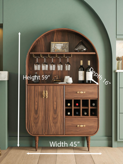Arched Wine Cabinet With Storage For Dining Room