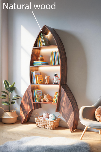 Rocket Shaped Bookshelf For Nursery Or Playroom
