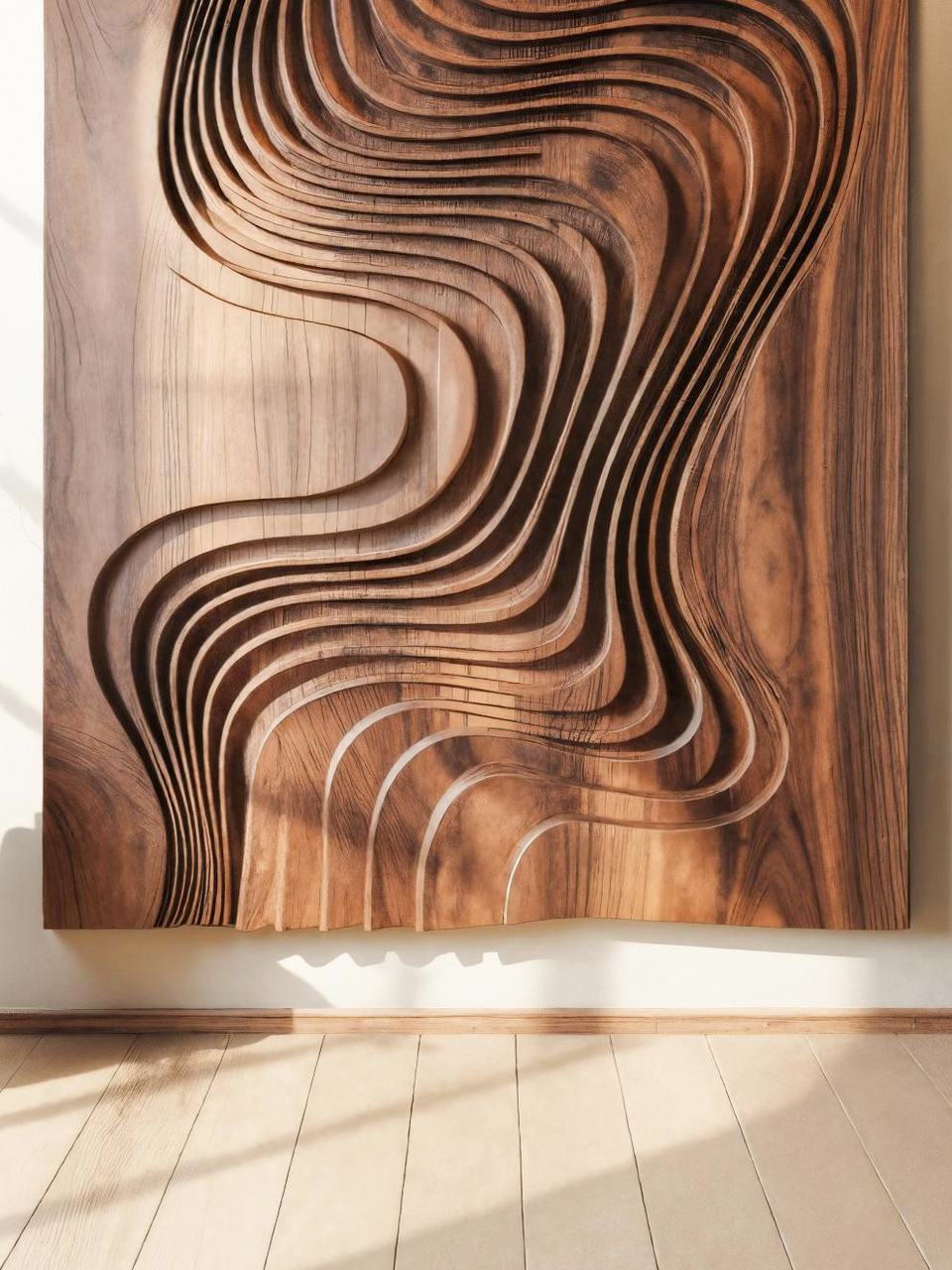 Modern Wall Sculpture With Flowing Layered Curves For Entryway