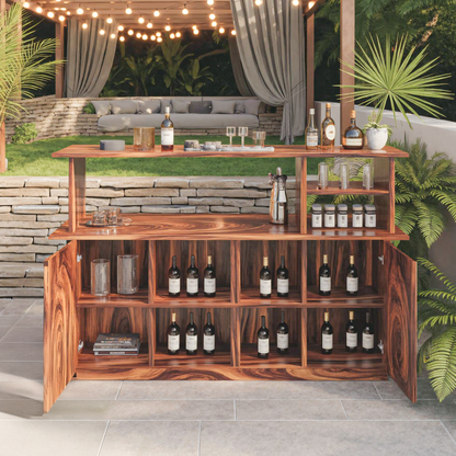 Modern Outdoor Bar Table With Cabinet For Patio Or Poolside