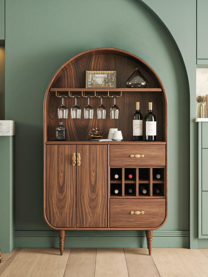 Arched Wine Cabinet With Storage For Dining Room
