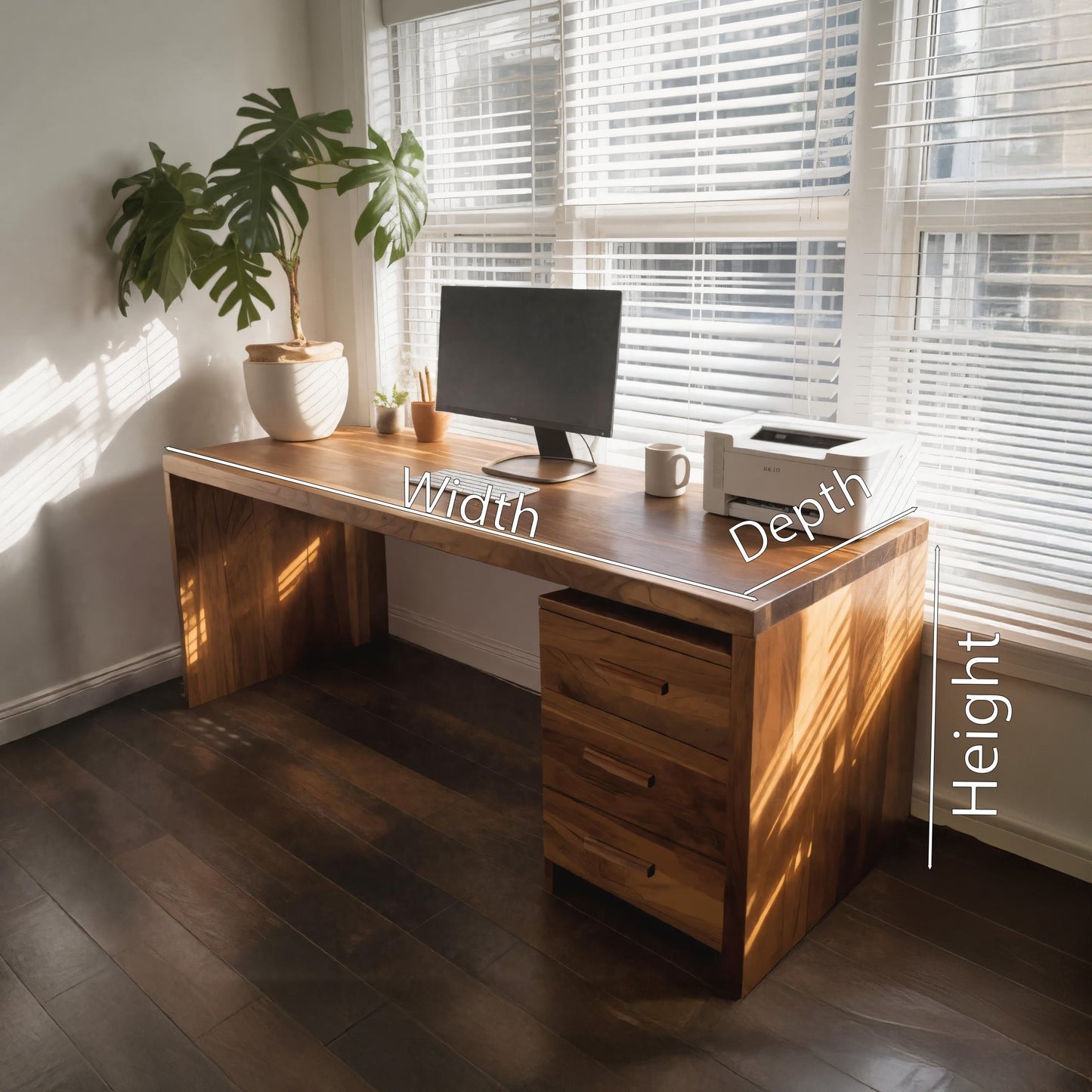 Modern Office Desk With Drawers For Home Office