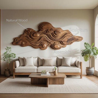 Artistic Wall Sculpture With Organic Wave Design For Living Room