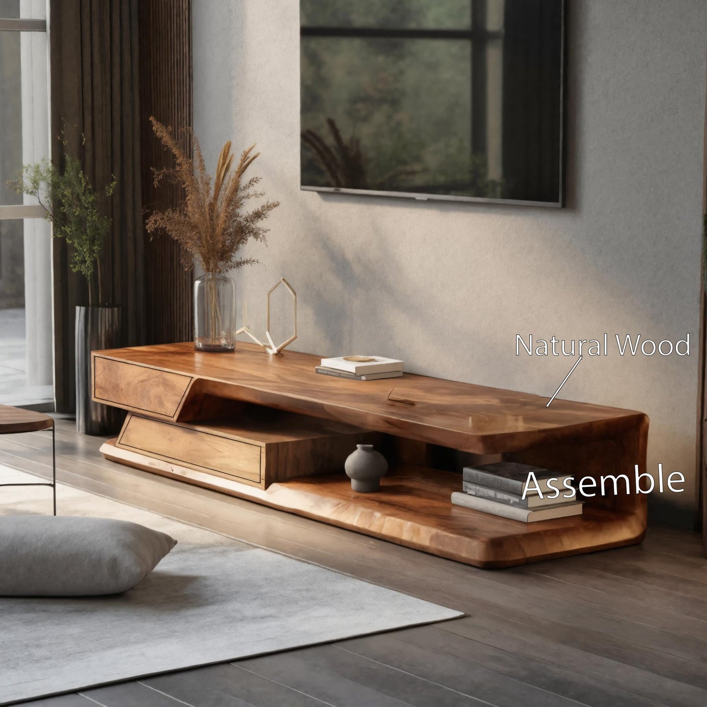 Modern TV Stand With Storage Shelves For Living Room