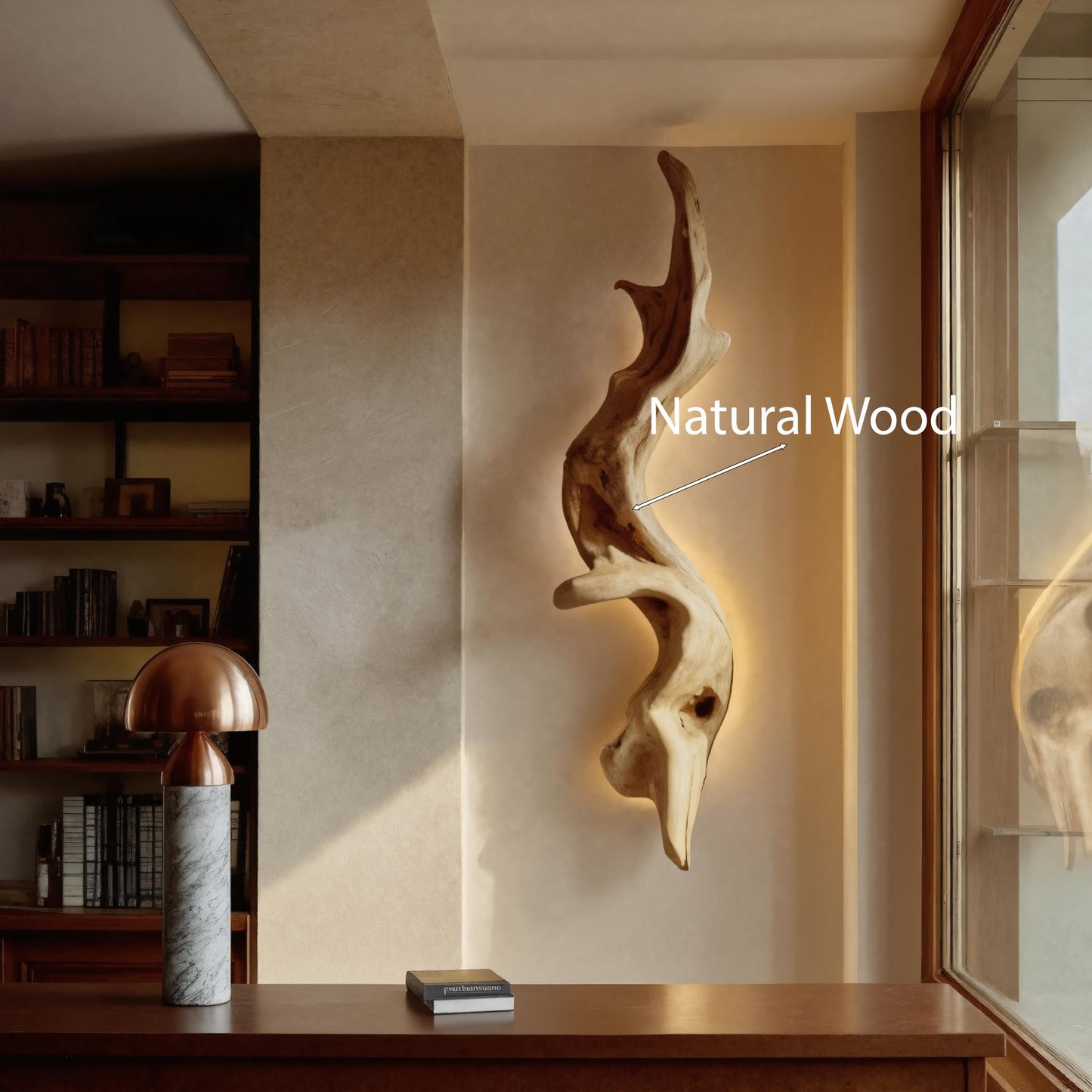 Rustic Organic Wall Lamp Sculpture For Living Room