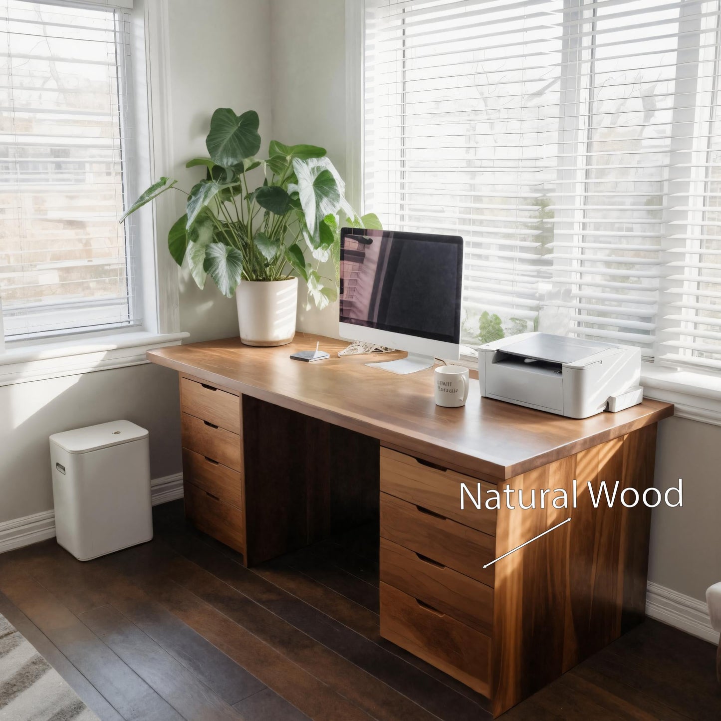 Modern Desk With Multiple Drawers For Home Office