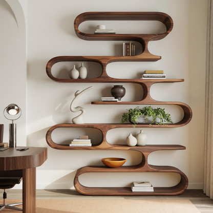 Organic Oval Bookshelf For Living Room Or Creative Studio