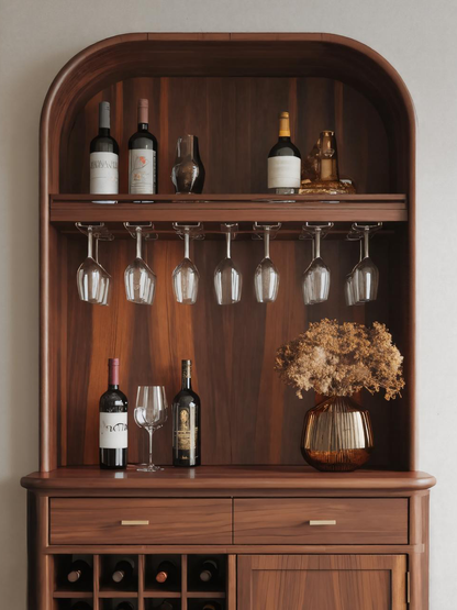Mid Century Arched Wine Cabinet For Kitchen