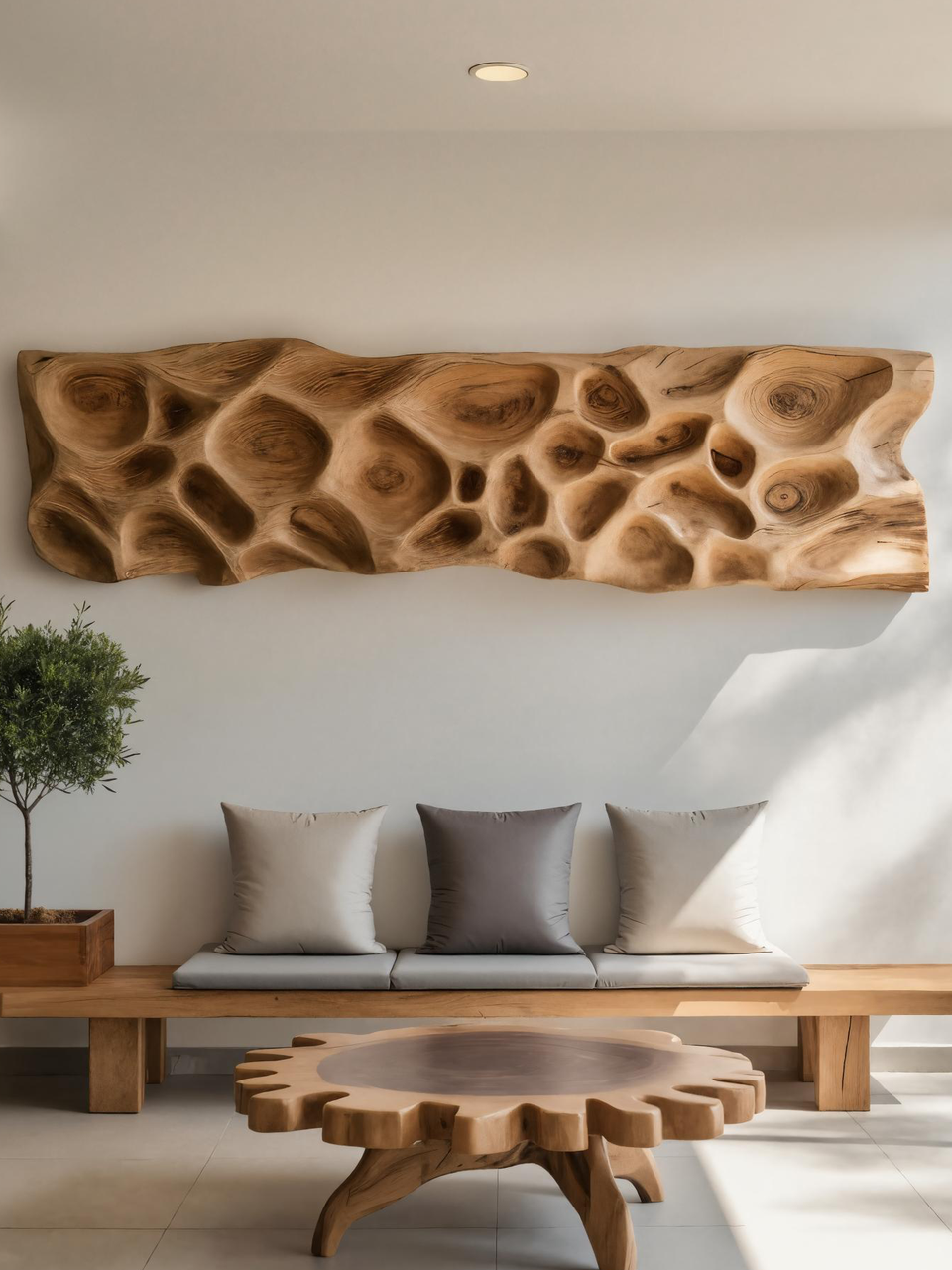 Artistic Carved Wall Art With Organic Texture For Entryway