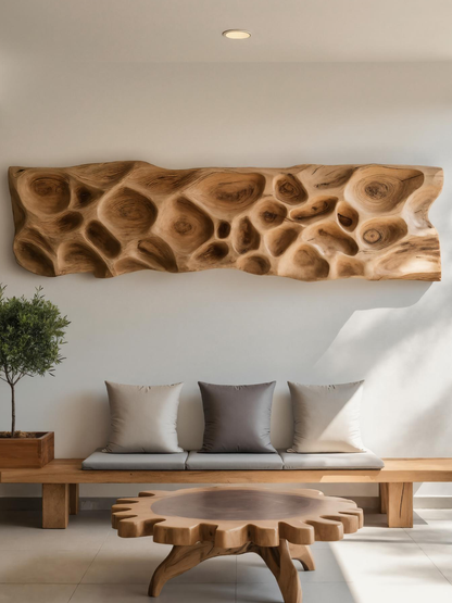 Artistic Carved Wall Art With Organic Texture For Entryway