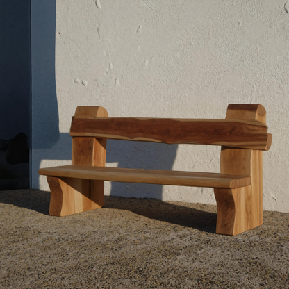 Rustic Live Edge Bench With Natural Finish For Yard Or Porch