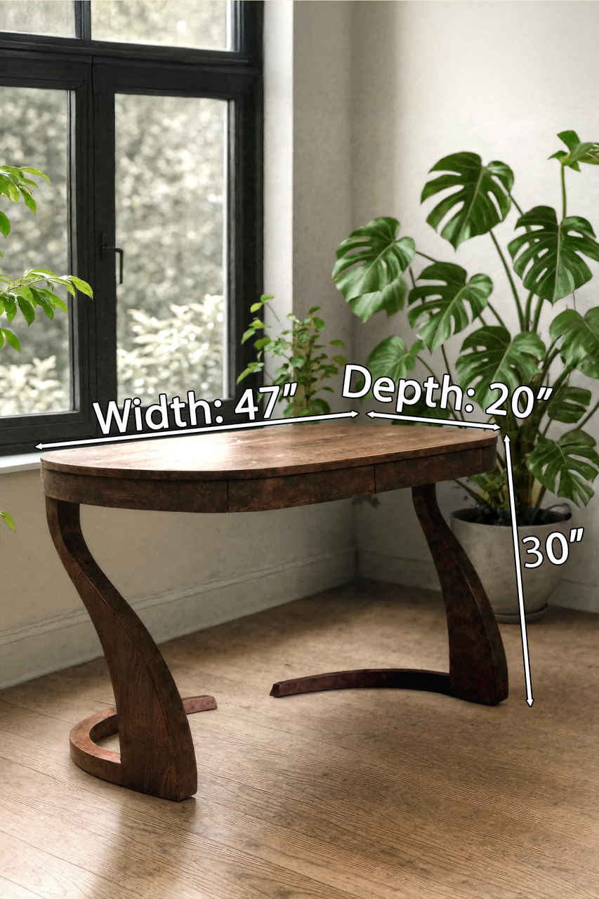 Artistic Office Desk With Curved Handcrafted Legs For Creative Workspace