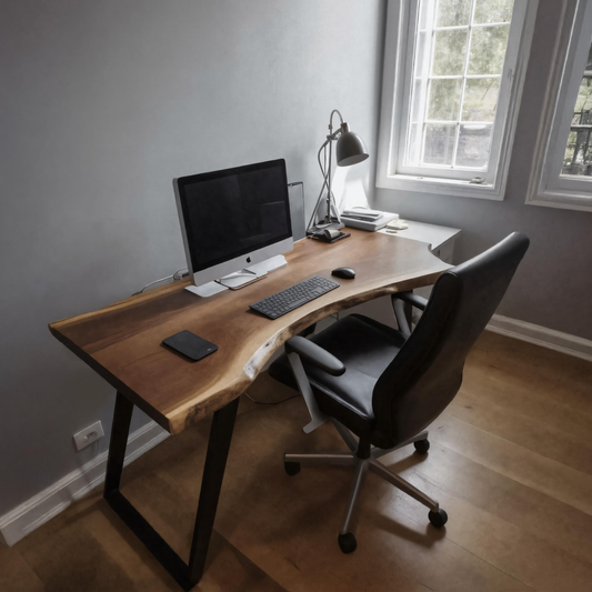 Ergonomic Live Edge Desk With Curved Top For Modern Home Office