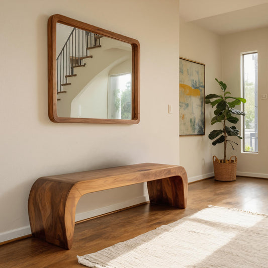 Contemporary Bench With Curved Design For Entryway