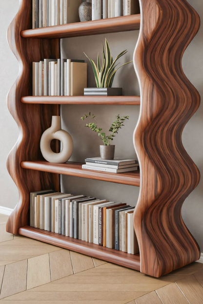 Modern Wave Bookshelf For Living Room Or Office