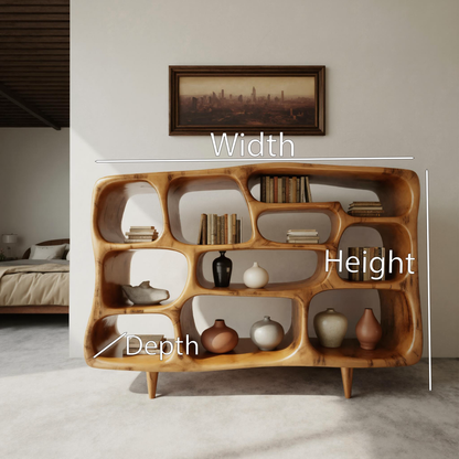 Modern Organic Bookshelf With Open Shelves For Living Room Or Office