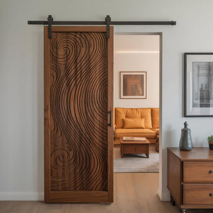 Artistic Sliding Door With Flowing Lines For Interior Spaces