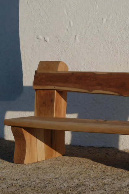 Rustic Live Edge Bench With Natural Finish For Yard Or Porch