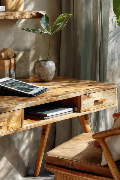 Mid Century Desk With Drawers And Tapered Legs For Studio