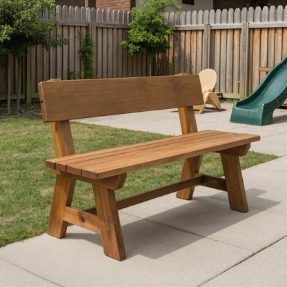 Rustic Garden Bench With Backrest For Patio Or Porch