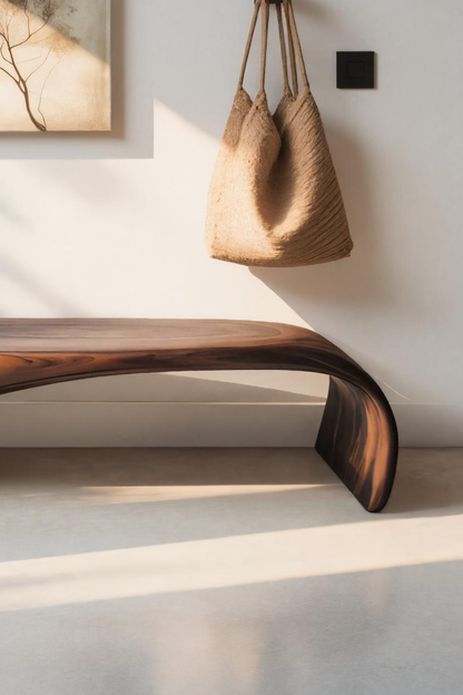 Modern Sculptural Bench With Flowing Curves For Living Room