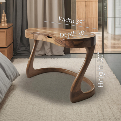 Modern Sculpted Desk With Drawers For Minimalist Home Office