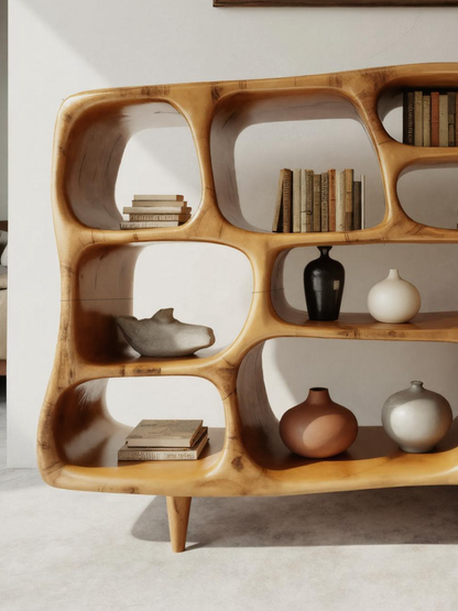 Modern Organic Bookshelf With Open Shelves For Living Room Or Office