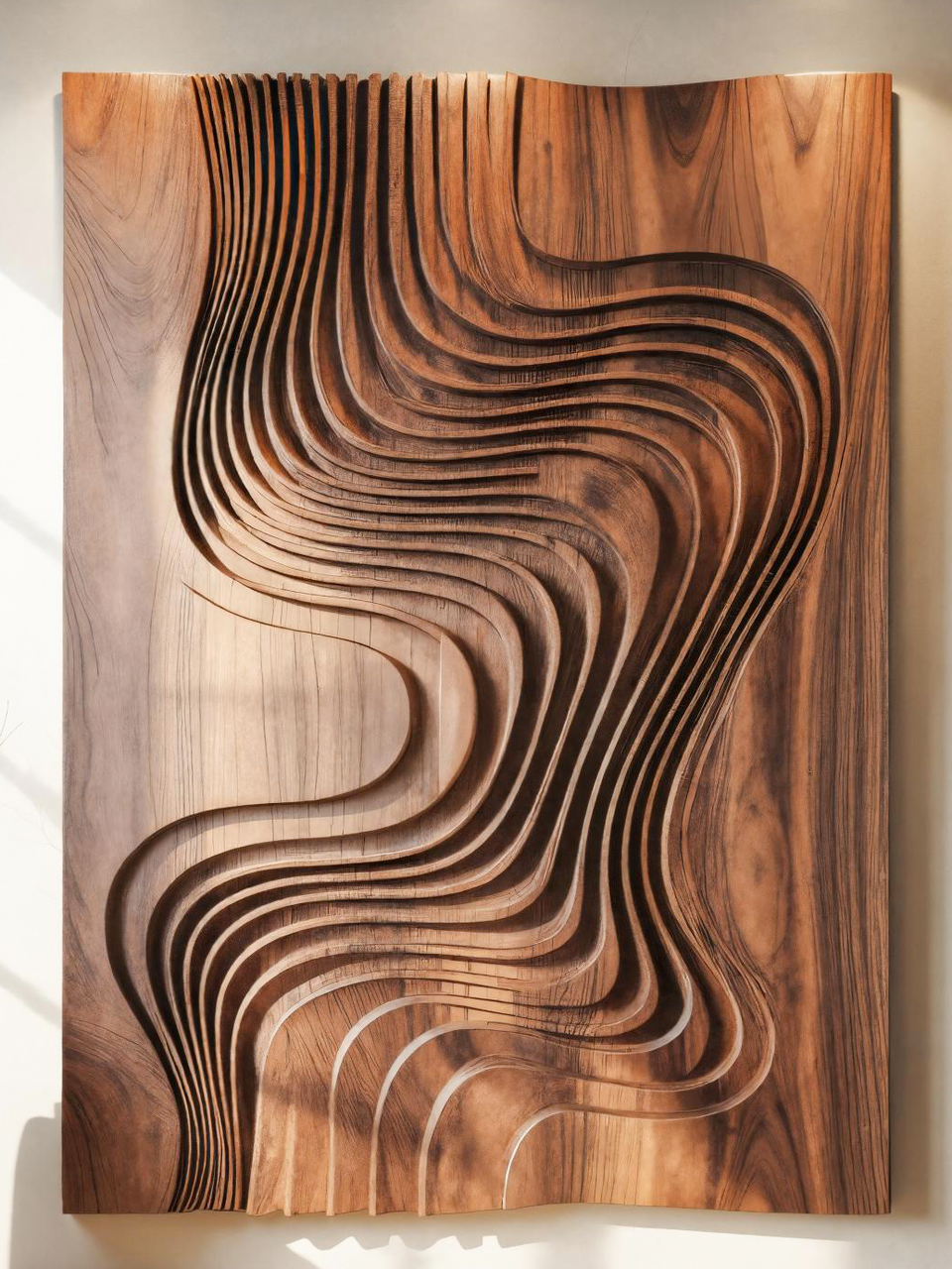 Modern Wall Sculpture With Flowing Layered Curves For Entryway